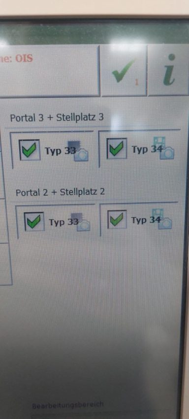 Benutzeroberfläche mit drei Aktivierungsanzeigen für Portale und einen Informationsbereich.